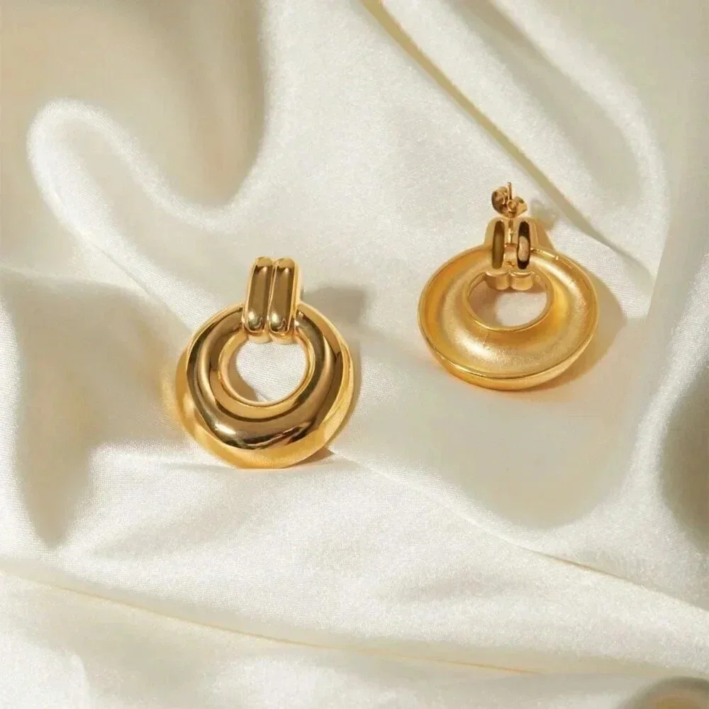 Women's Dainty 18K Gold Plated Stainless Steel Knot Statement Stud Earrings